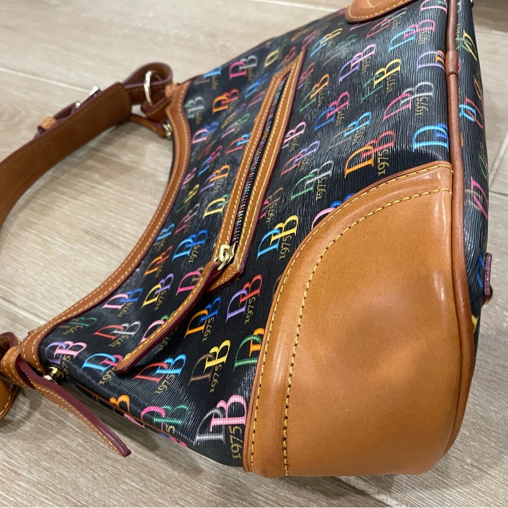 Dooney & Bourke Black Multicolor Logo Shoulder Bag - Picture 4 of 16